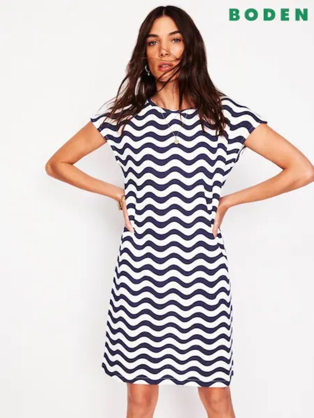 Boden Blue 100% Cotton Leah Jersey T-Shirt Dress Size US 2R